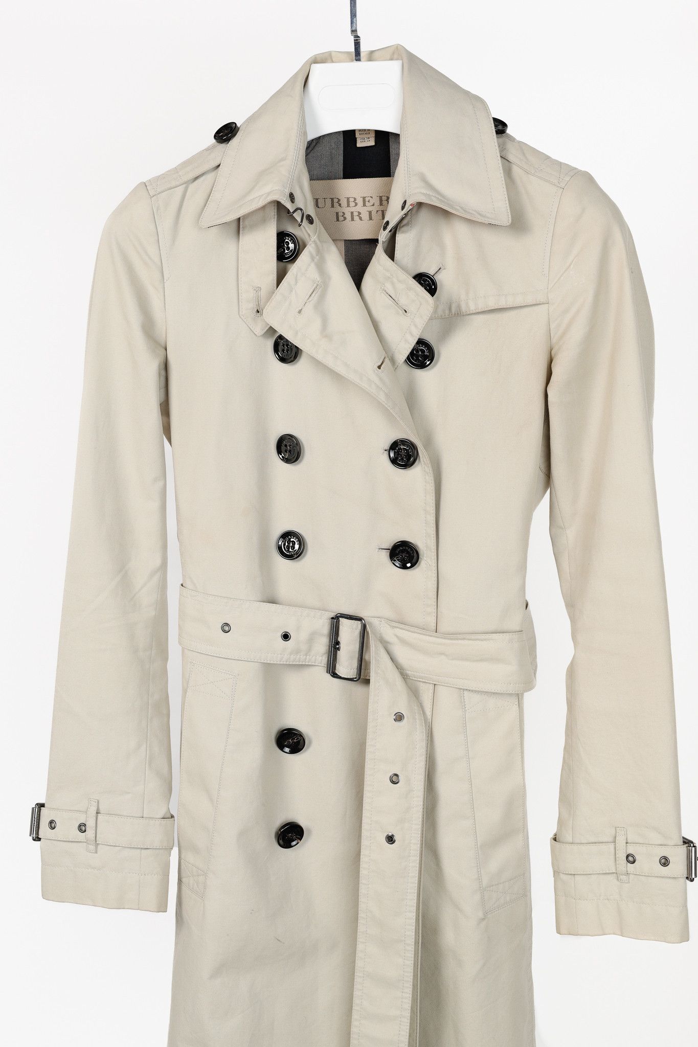 Burberry Burberry Brit Beige Belted Double-Breasted Trench Coat Size S / US 4 / IT 40 - 3 Thumbnail