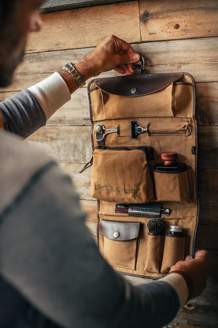 &SONS &Sons Waxed Canvas Toilet Bag Size ONE SIZE - 2 Thumbnail