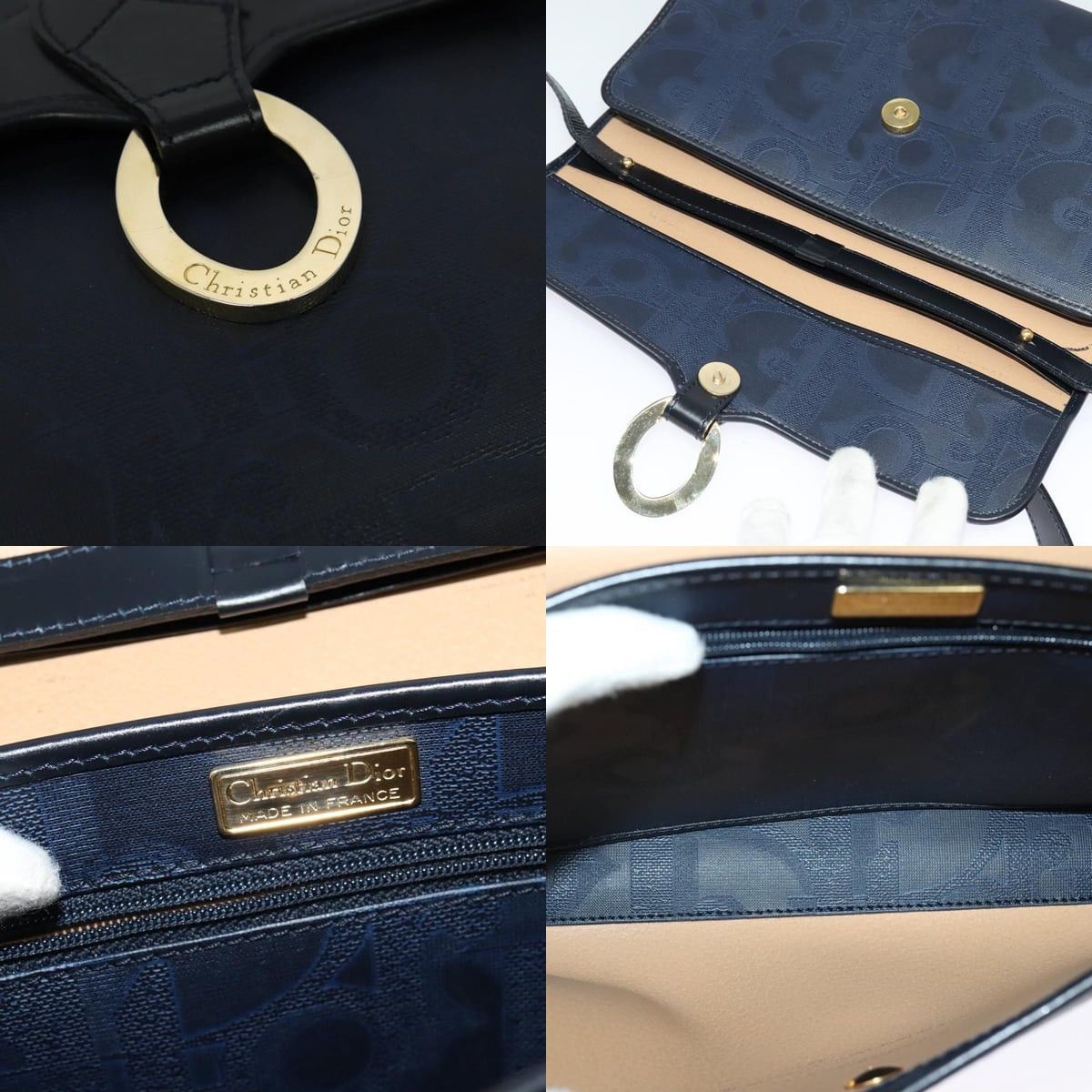 Dior DIOR Trotter Canvas Shoulder Bag Pvc Navy Gold Size ONE SIZE - 11 Thumbnail