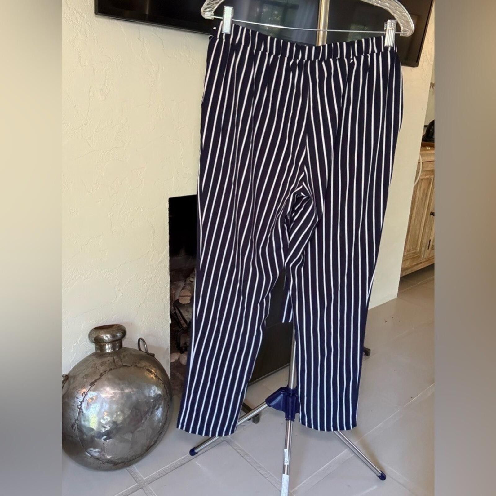 Other Mosaic & Co Black White Striped Tie Waist Pants High Rise L Size 36" / US 14 / IT 50 - 6 Thumbnail