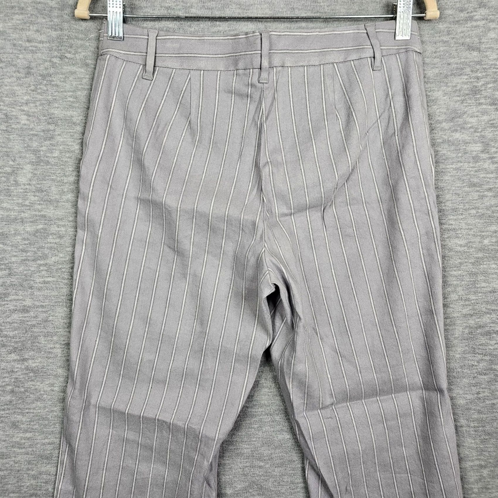 J. Jill J.JILL Linen Stretch Gray Stripes Straight Leg Pant Petite Size 6 NEW Size 28" / US 6 / IT 42 - 3 Thumbnail