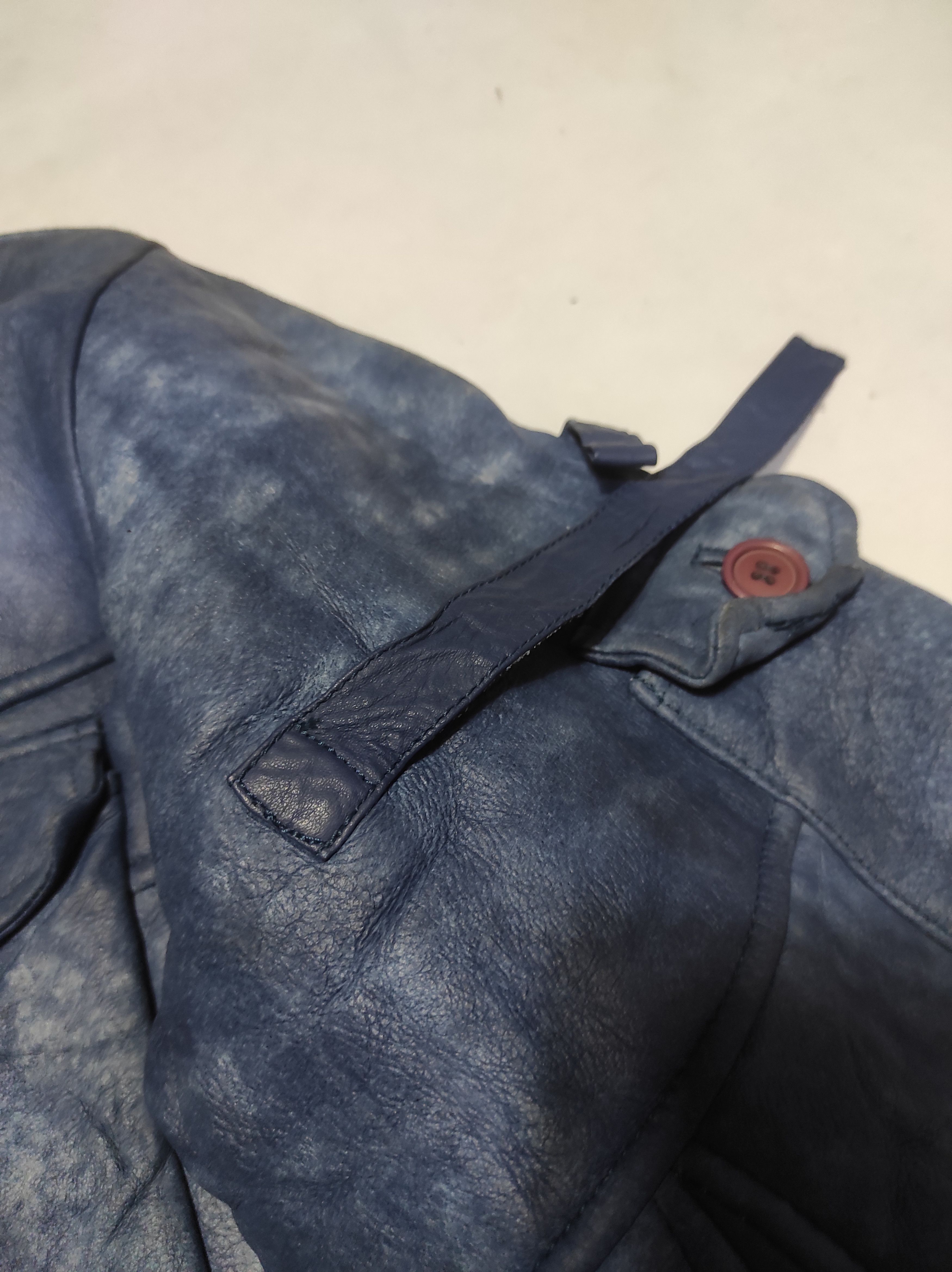 Leather Beautiful Antique Blue Z'ERGO Design Shearling Jacket Size US L / EU 52-54 / 3 - 10 Thumbnail