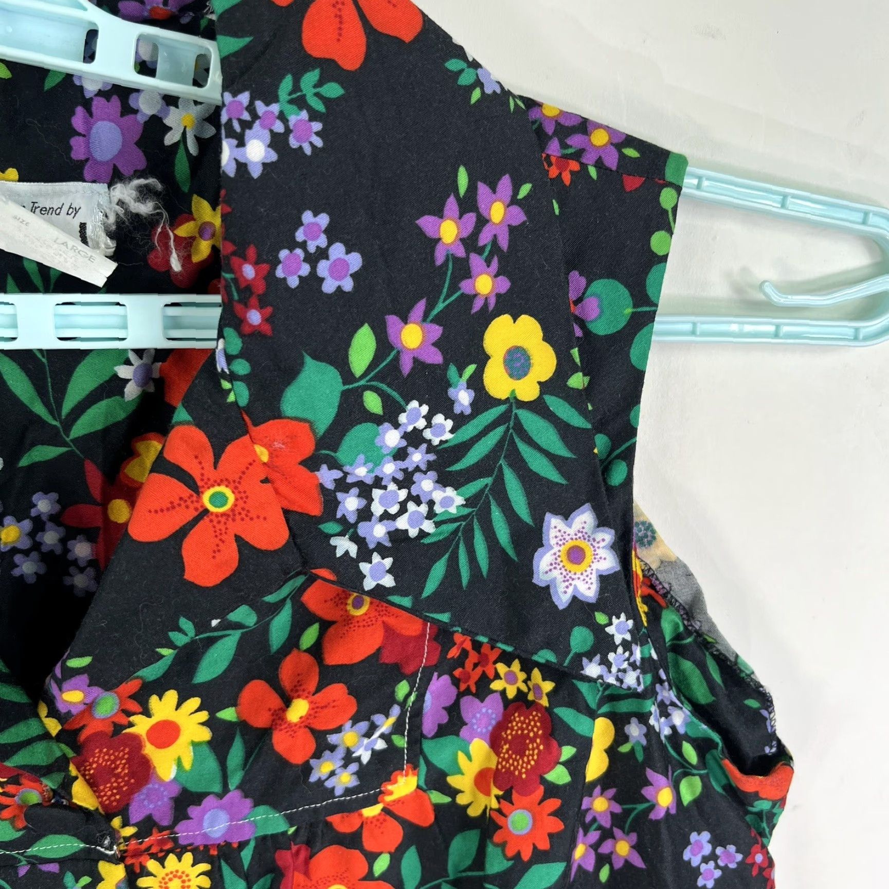 Vintage VINTAGE I Appel Floral Collared Button Front Shirt Dress Womens L Black Pockets 90s Style Mens Womens Size L / US 10 / IT 46 - 2 Thumbnail