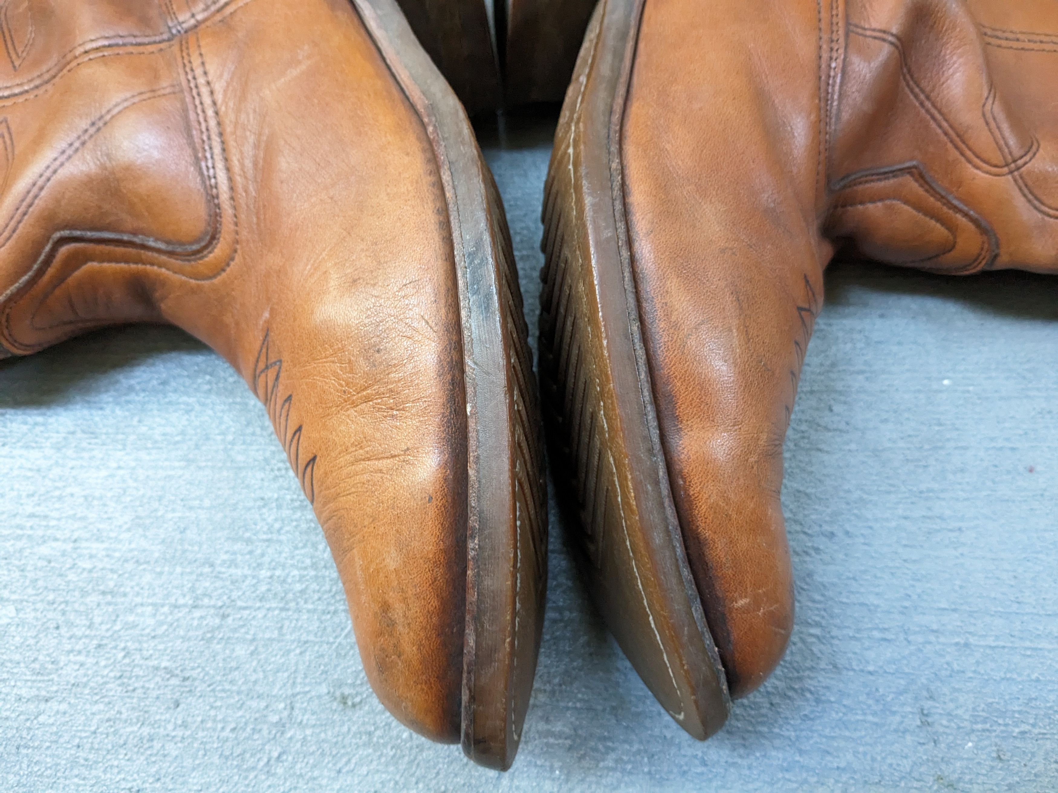 Genuine Leather Vintage Cowboy Boots Size 9.5 Brown Leather Western USA Size US 9.5 / EU 42-43 - 3 Thumbnail