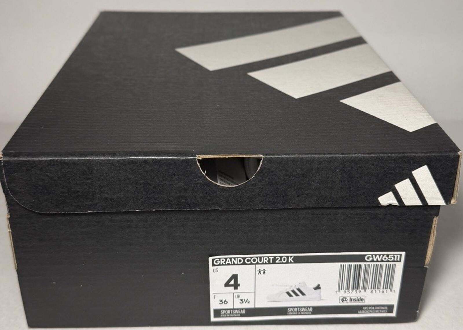 Adidas Adidas Grand Court 2.0 K White/Black Kids Sneakers GW6511 Size US 5 / EU 37 - 7 Thumbnail