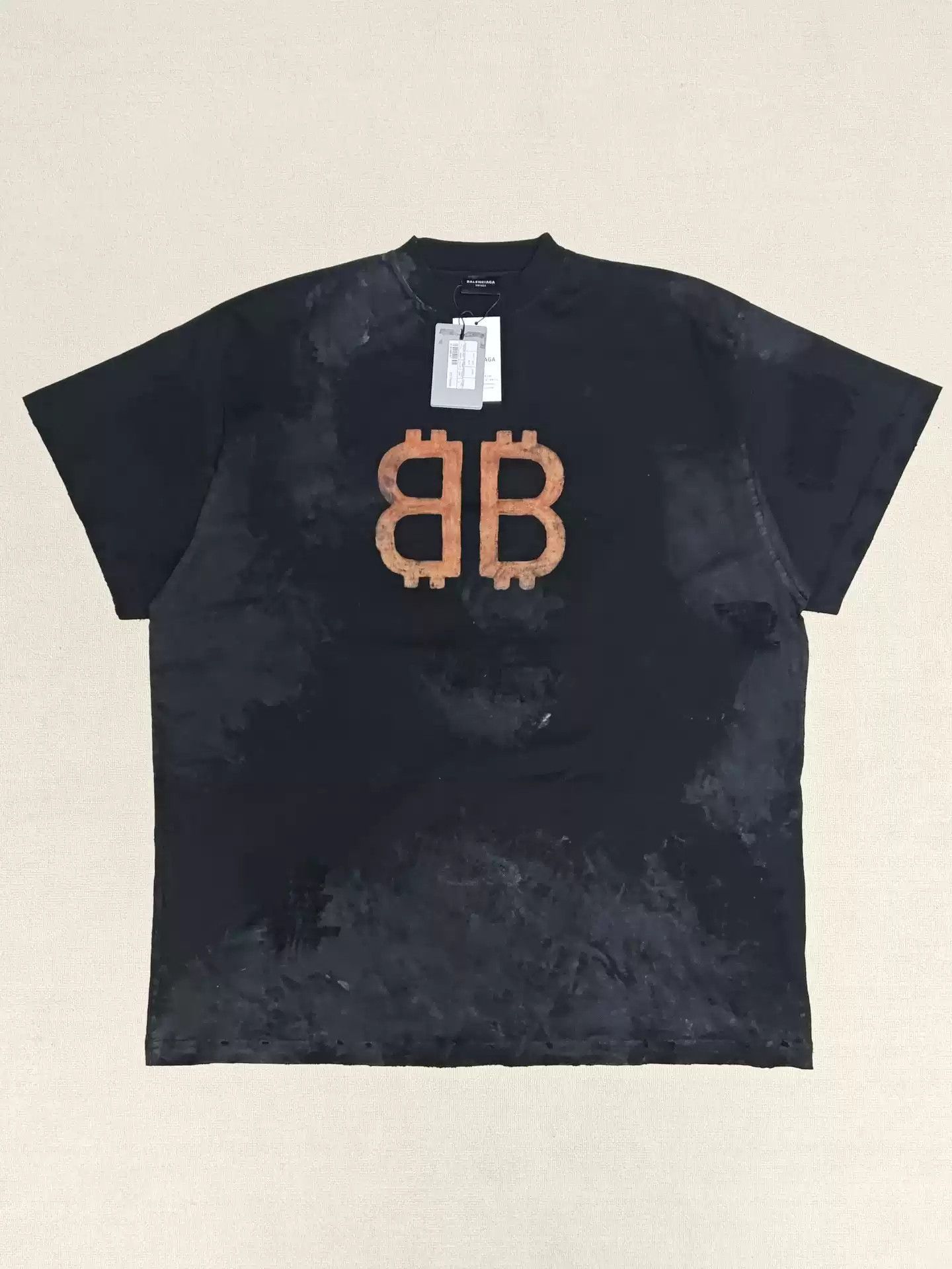 Balenciaga Balenciaga 23FW mud dyed Bitcoin distressed short sleeved T-shirt Size US L / EU 52-54 / 3 - 1 Thumbnail