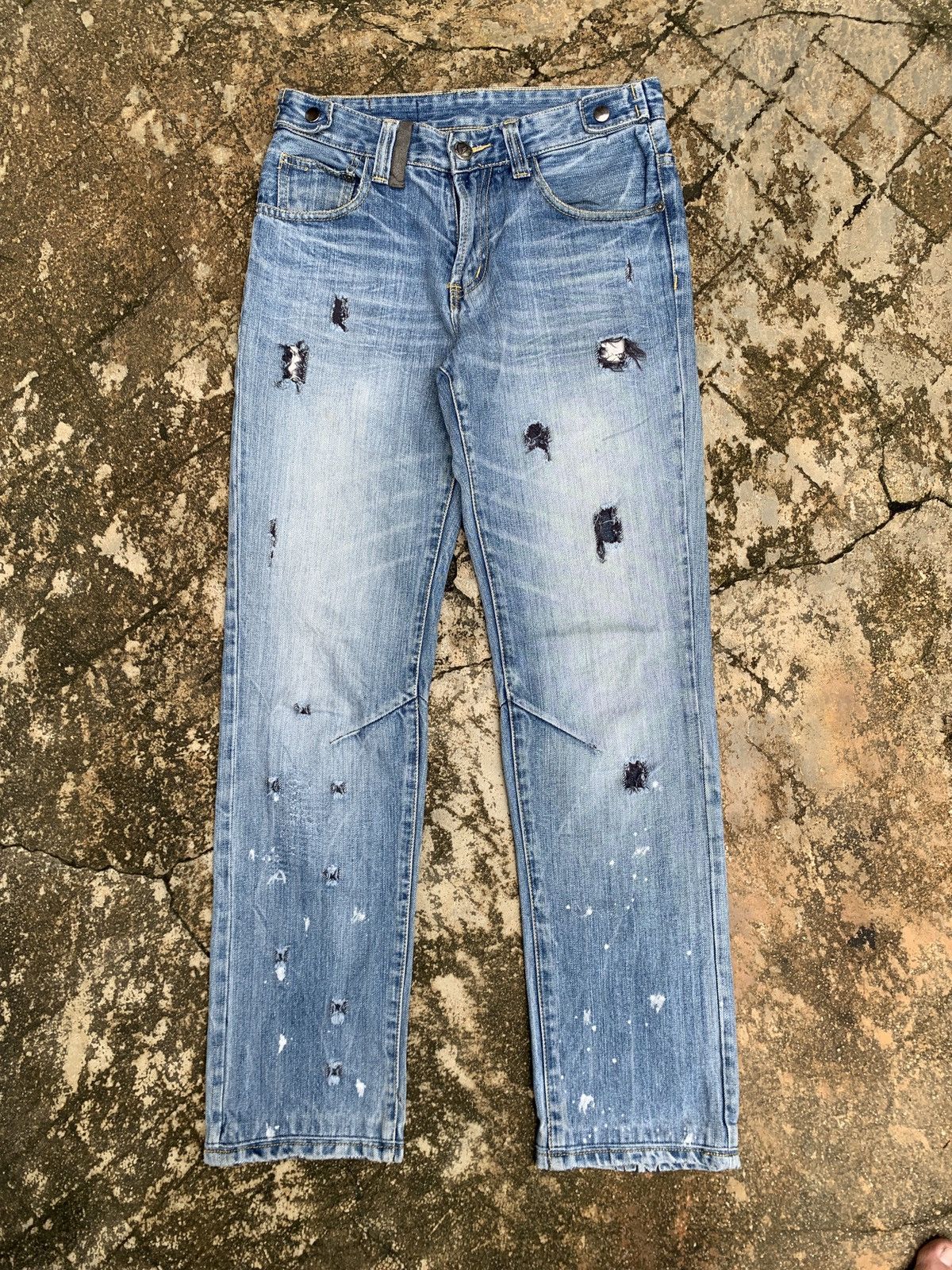 If Six Was Nine × Japanese Brand 2000s Ghost Brand Technical Disstressed Style Jeans Pants Size 29" - 1 Thumbnail