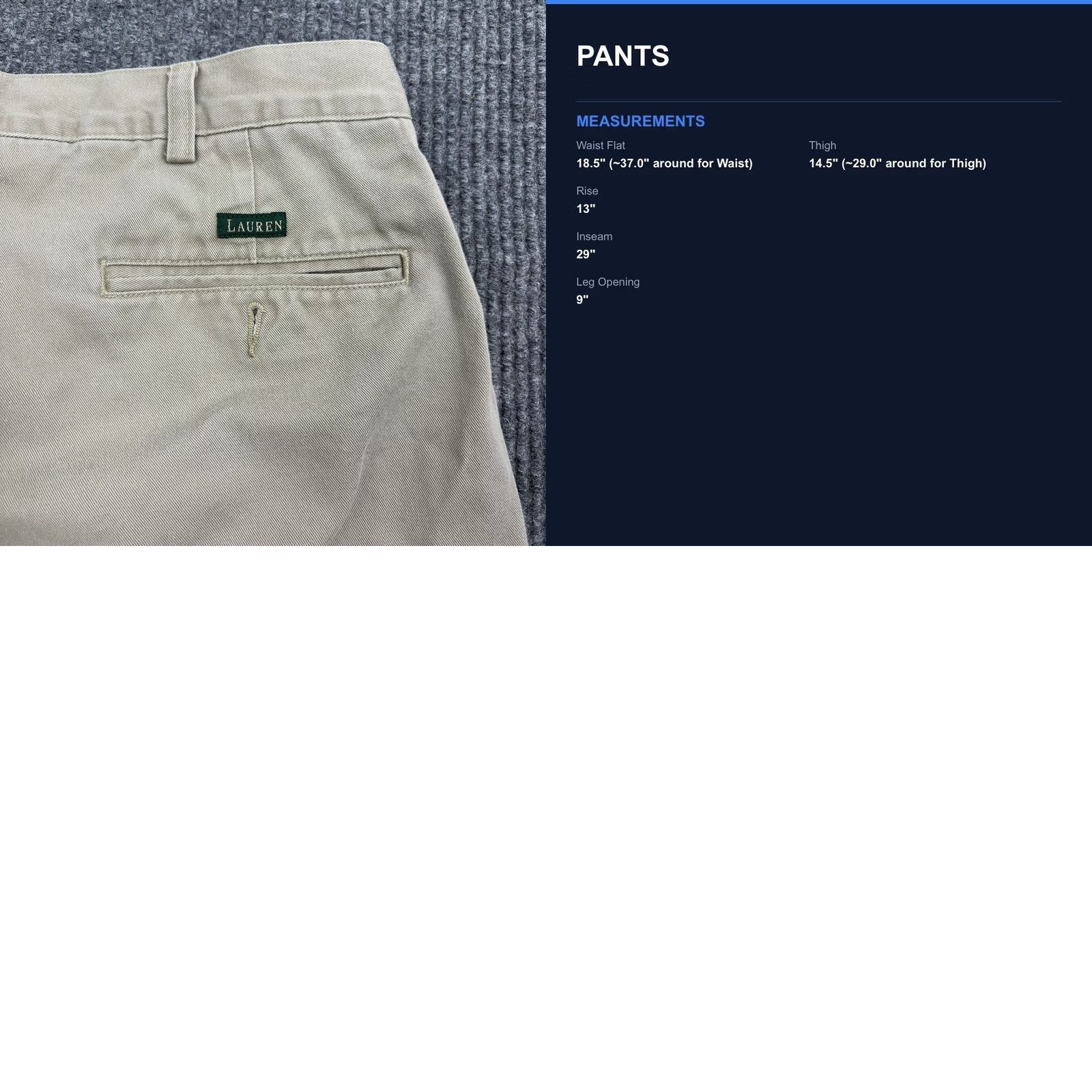 Ralph Lauren Lauren Ralph Lauren Pants Mens 37x29 Khaki 100% Cotton Pleated Chinos Classic Pants Mens 37 Khaki Cotton Pleated Chinos Classic Size US 37 - 8 Thumbnail