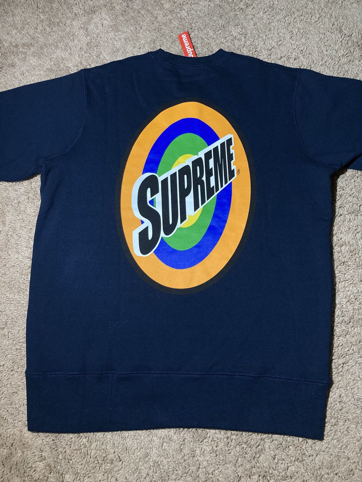 Supreme New SS16 Supreme Spin Crewneck Tide Spoof Parody 2016 Navy Size US M / EU 48-50 / 2 - 9 Thumbnail