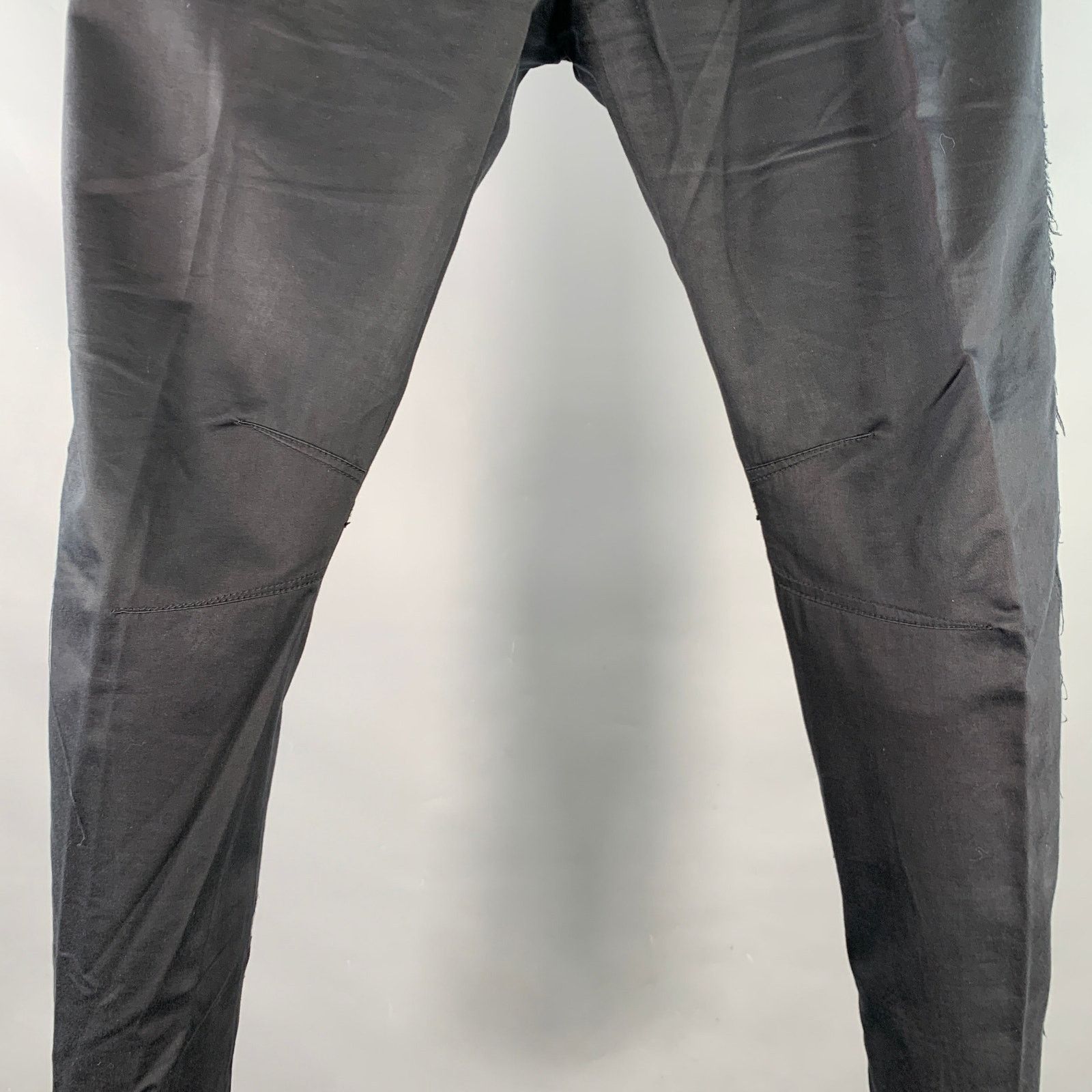 Lanvin Size 32 Black Cotton Blend Ankle Zip Flat Front Dress Pants Size US 32 / EU 48 - 2 Thumbnail