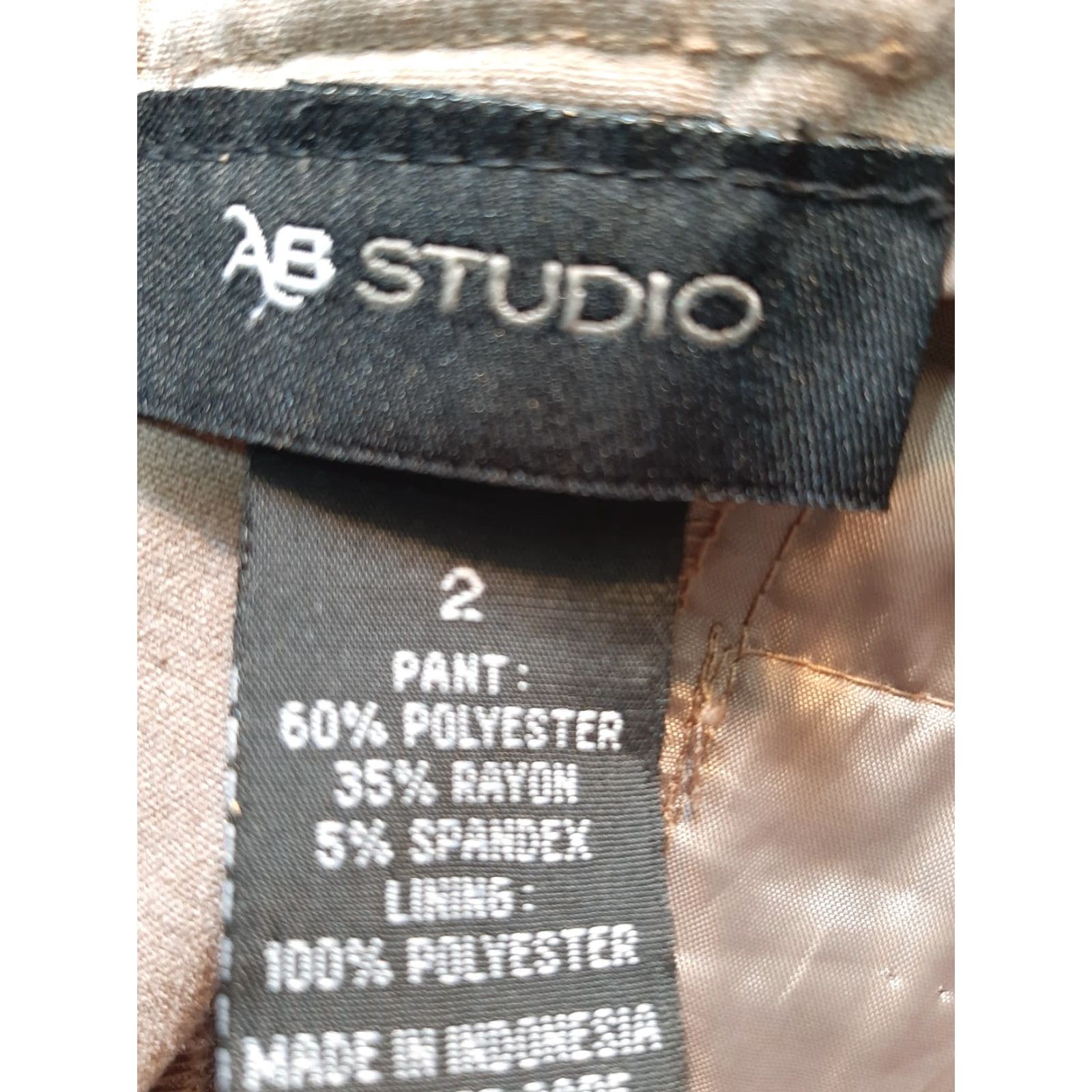 Vintage AB Studio Woman’s Size 2 Dress Pants Tan Polyester Dress Pants Womens Brown 2 Regular Mid Rise Workwear Casual Business AB Studio Size 26" / US 2 / IT 38 - 4 Thumbnail
