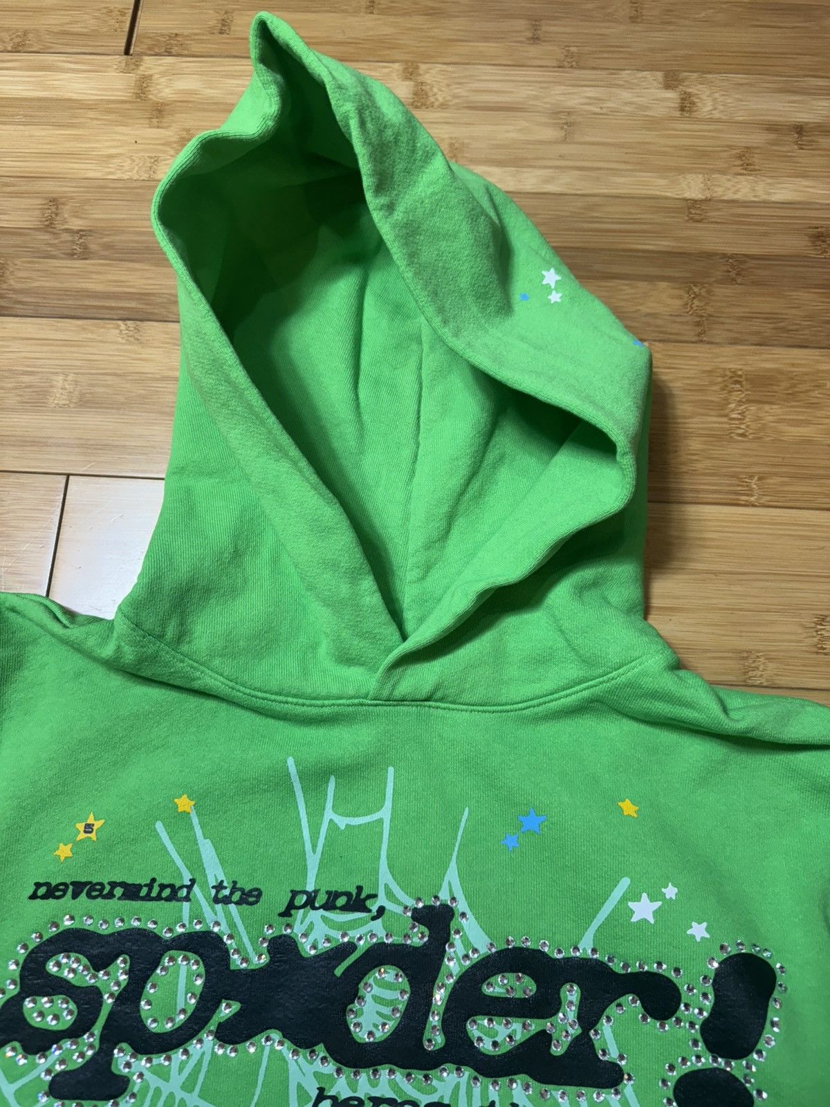 Sp5der SP5DER RHINESTONE PUNK V2 HOODIE GREEN - SIZE S Size US S / EU 44-46 / 1 - 4 Thumbnail