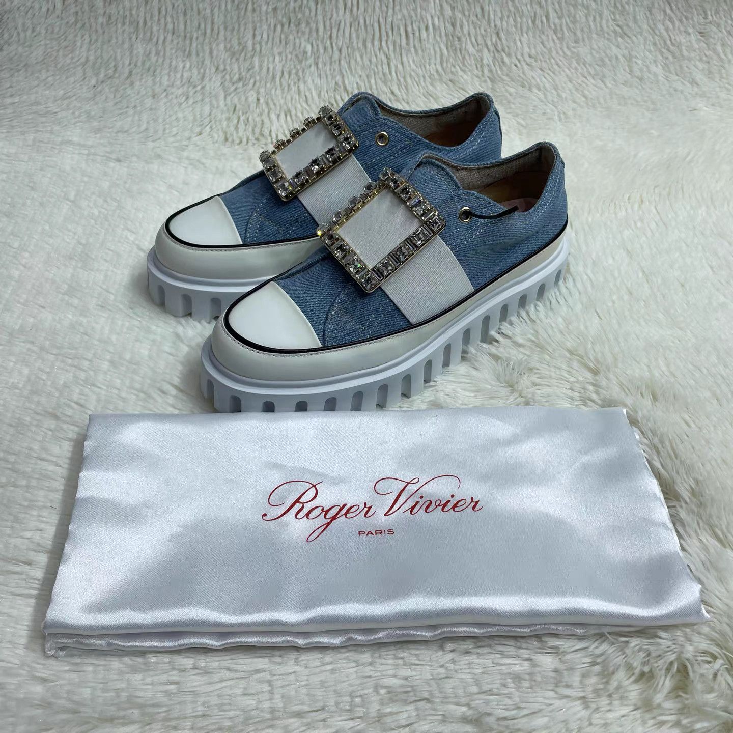 Roger Vivier Roger Vivier Denim Platform Sneakers K15 Size US 9 / IT 39 - 9 Thumbnail