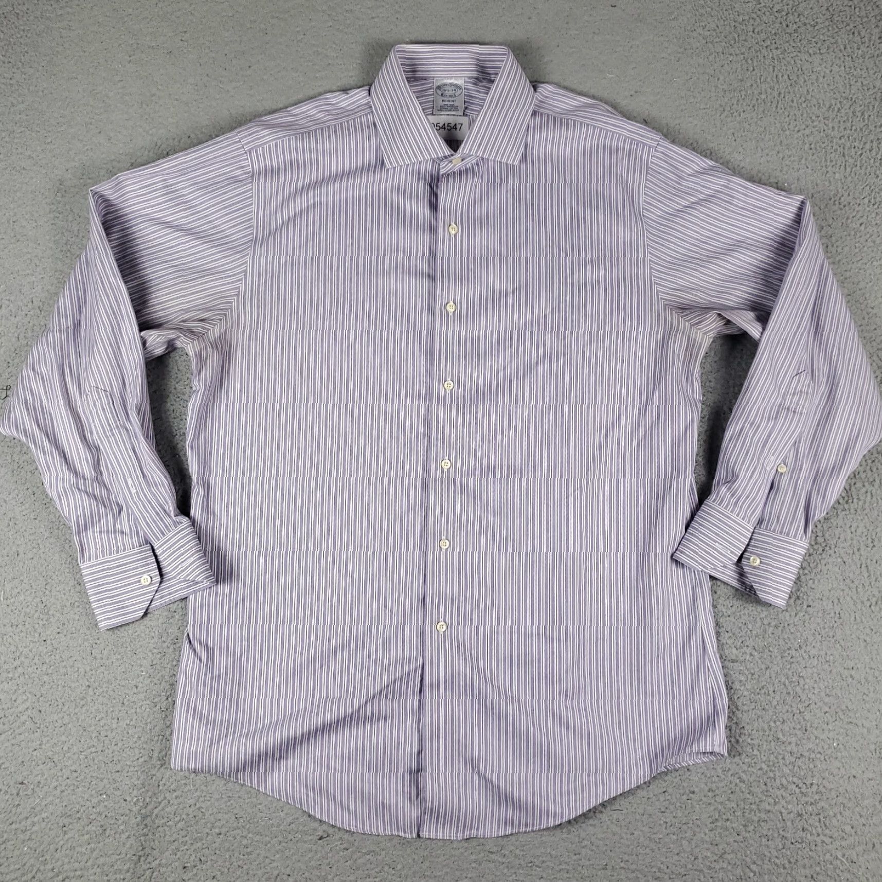 Brooks Brothers Brooks Brothers Dress Shirt Mens 16.5 Purple Striped Long Sleeve Button Up Classic Modern Size 42R - 2 Thumbnail