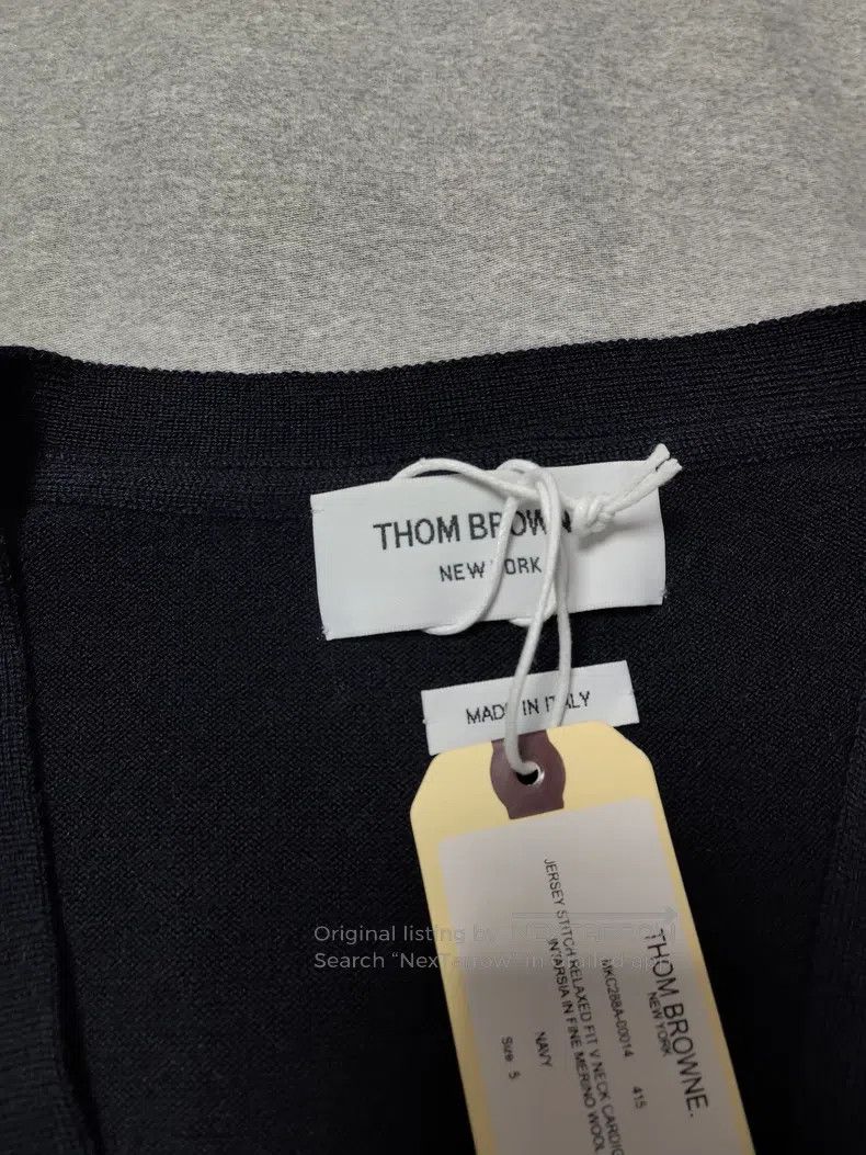 Thom Browne Thom Browne Navy Blue V-Neck Cardigan Size US XXL / EU 58 / 5 - 2 Thumbnail