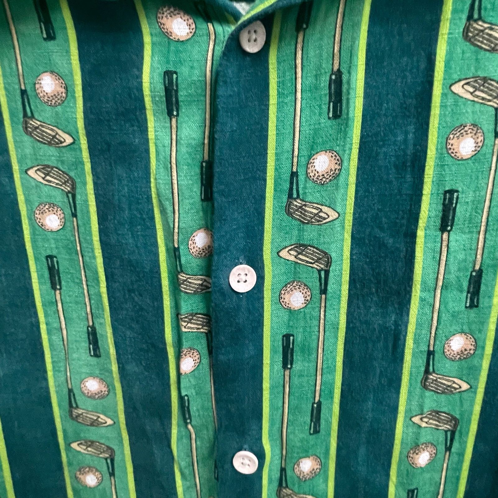 Zara Zara Mens Green Stripe Golf Button Down Shirt Sz Large Green Size US XL / EU 56 / 4 - 2 Thumbnail