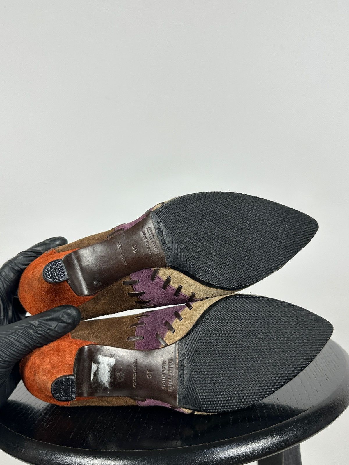 Miu Miu × Prada Miu Miu Multicolor Suede Patchwork Heels Size US 6 / IT 36 - 23 Thumbnail