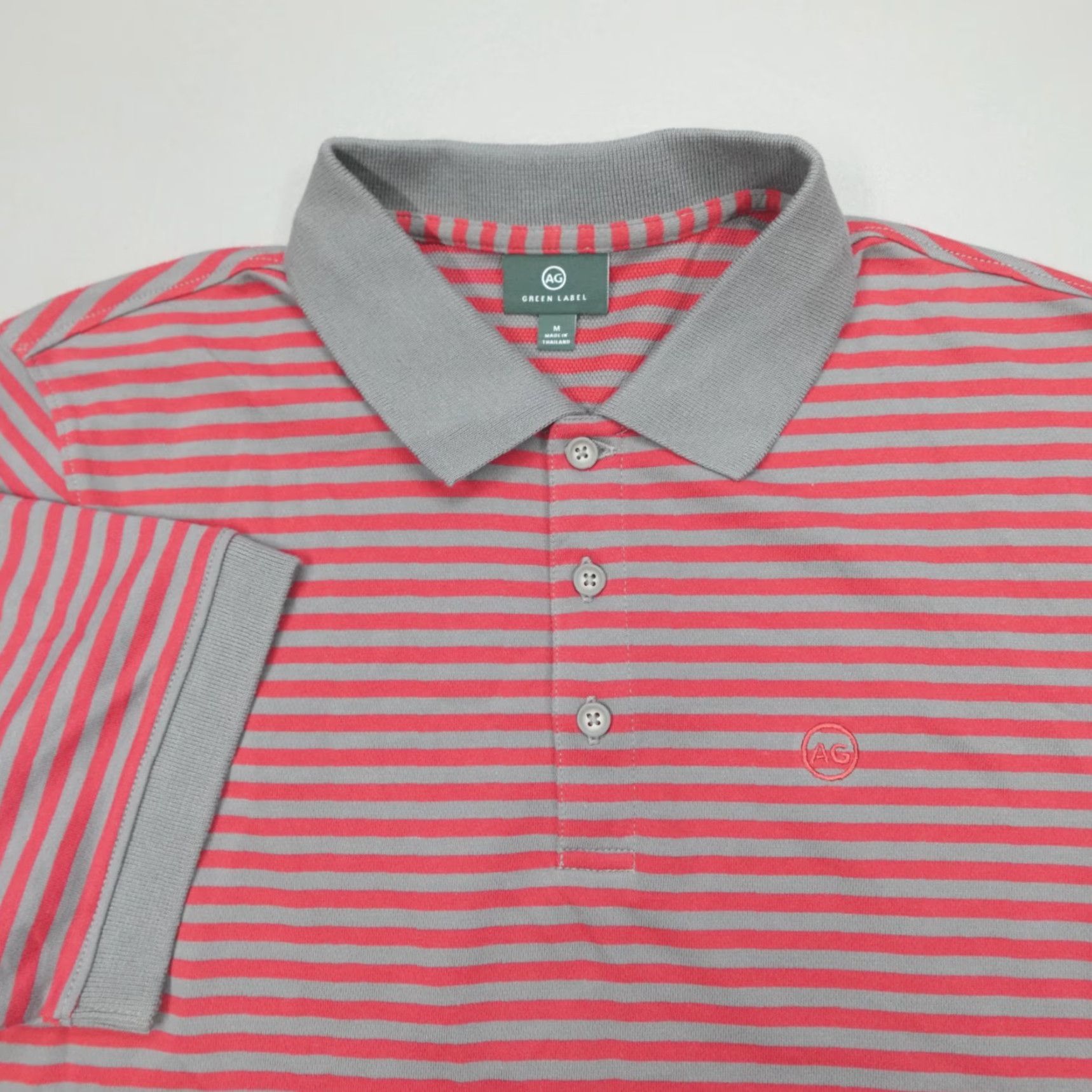 Vintage AG Adriano Goldschmied Green Label Polo Shirt Men’s M Striped Red Grey Size US M / EU 48-50 / 2 - 2 Thumbnail