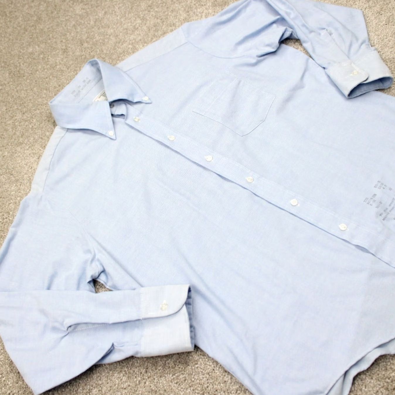 Sears Vintage Sears Dress Shirt 16 1/2 Mens Blue 1980s Long Sleeve Button 65% Polyester 35% Cotton Art Deco Small Details Size 42R - 7 Thumbnail