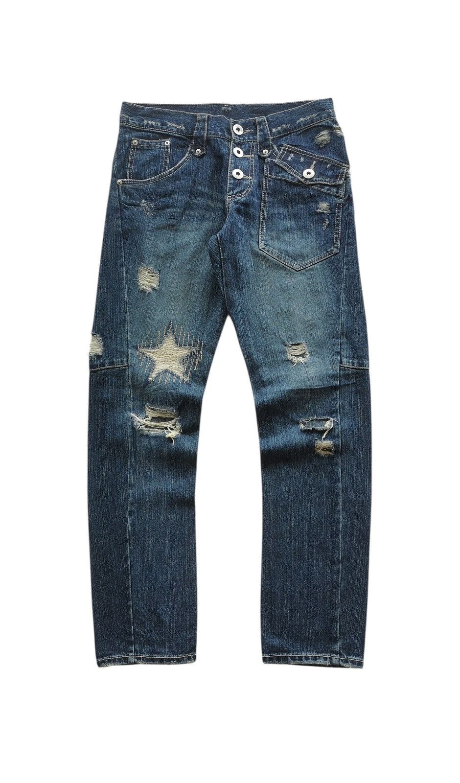 Kapital Distressed denim jeans with star patches Size US 30 / EU 46 - 3 Thumbnail