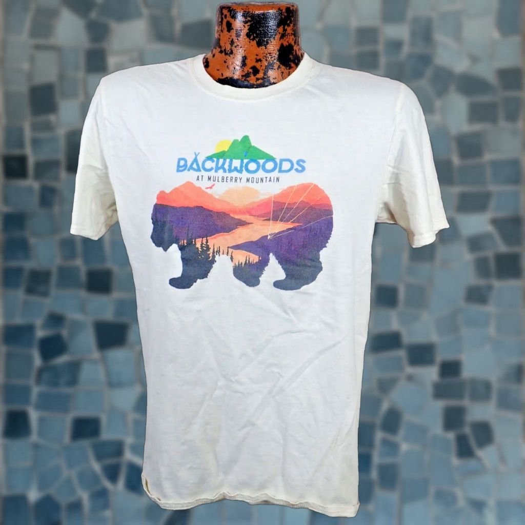 Gildan Backwoods Mulberry Mountain 2021 Music Festival Gildan Adult Medium T-Shirt Graphic Print White Band Tour 2020s Mens Size US M / EU 48-50 / 2 - 1 Thumbnail