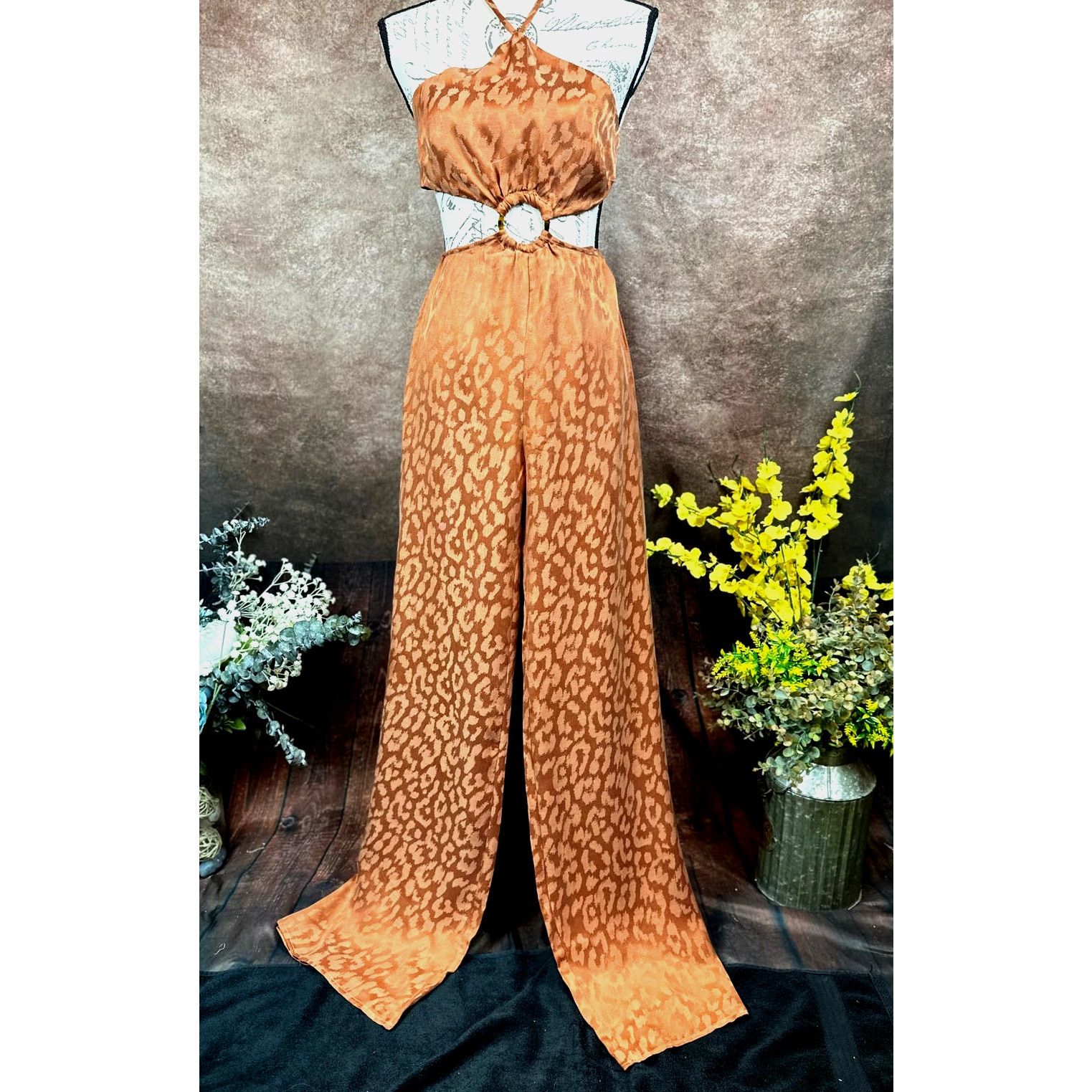 Other Rumer Animal Jumspuit - Rust Leopard- size XS Size 24" / US 00 / IT 34 - 7 Thumbnail