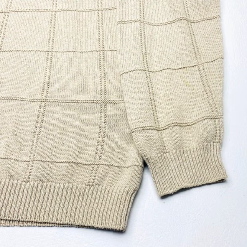 Izod IZOD Sweater Mens Large Knit 100% Cotton Beige Crew Neck Long Sleeve Pullover - Beautiful Knit Squares 8033 Size US L / EU 52-54 / 3 - 4 Thumbnail