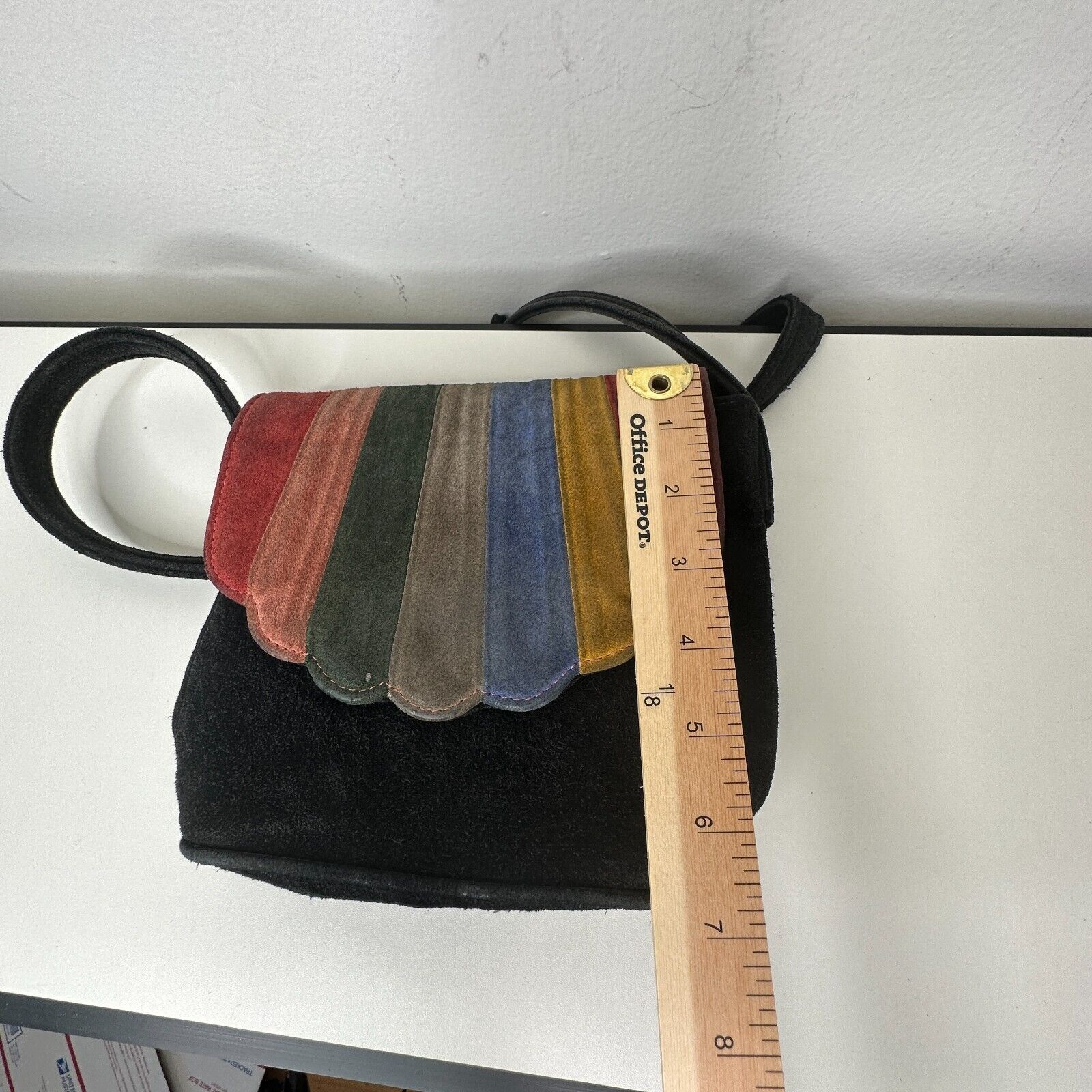 Other Cab Blanche Shell Black Suede RainbowFold Crossbody Purse Size ONE SIZE - 13 Thumbnail
