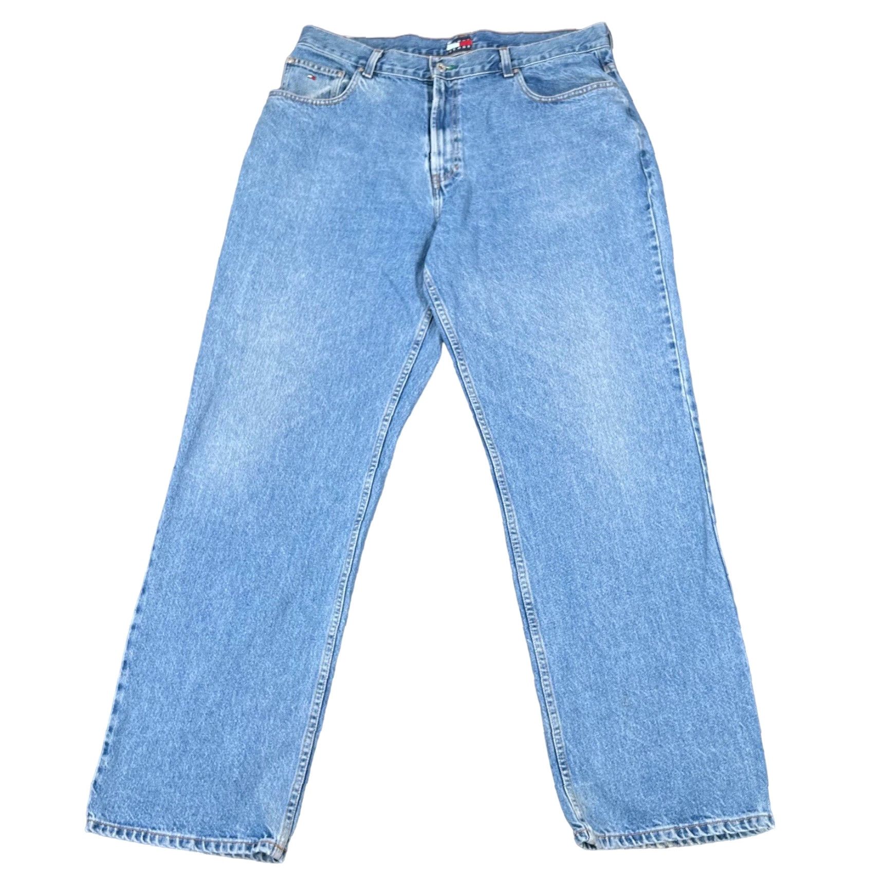 Tommy Hilfiger VINTAGE Tommy Hilfiger Jeans Straight Mens 39x33 Blue Denim 5 Pocket Hip Hop Y2K DITTO JYD Size US 39 - 2 Thumbnail