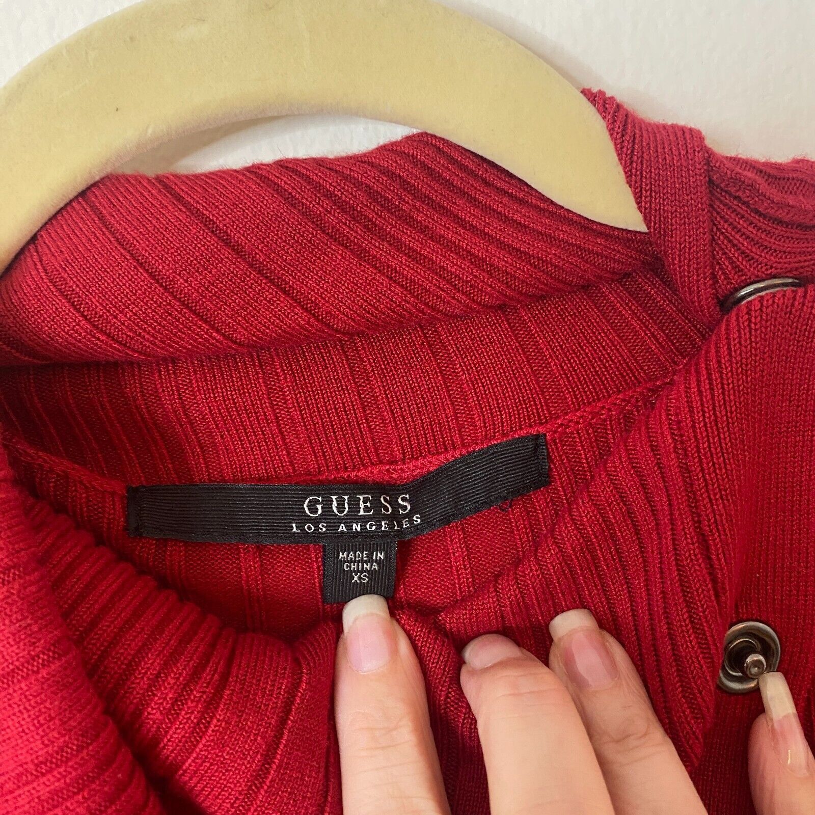Guess Guess Red Asymmetric Turtle Neck Sweater Dress Side Button Size XS / US 0-2 / IT 36-38 - 4 Thumbnail