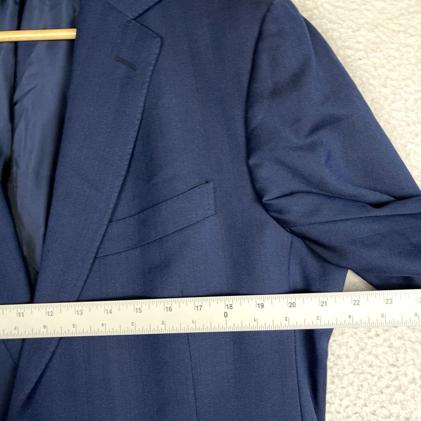 Ermenegildo Zegna Ermenegildo Zegna Jacket Mens 46 Blue Silk Wool Herringbone Blazer Sport Coat Size 46R - 6 Thumbnail
