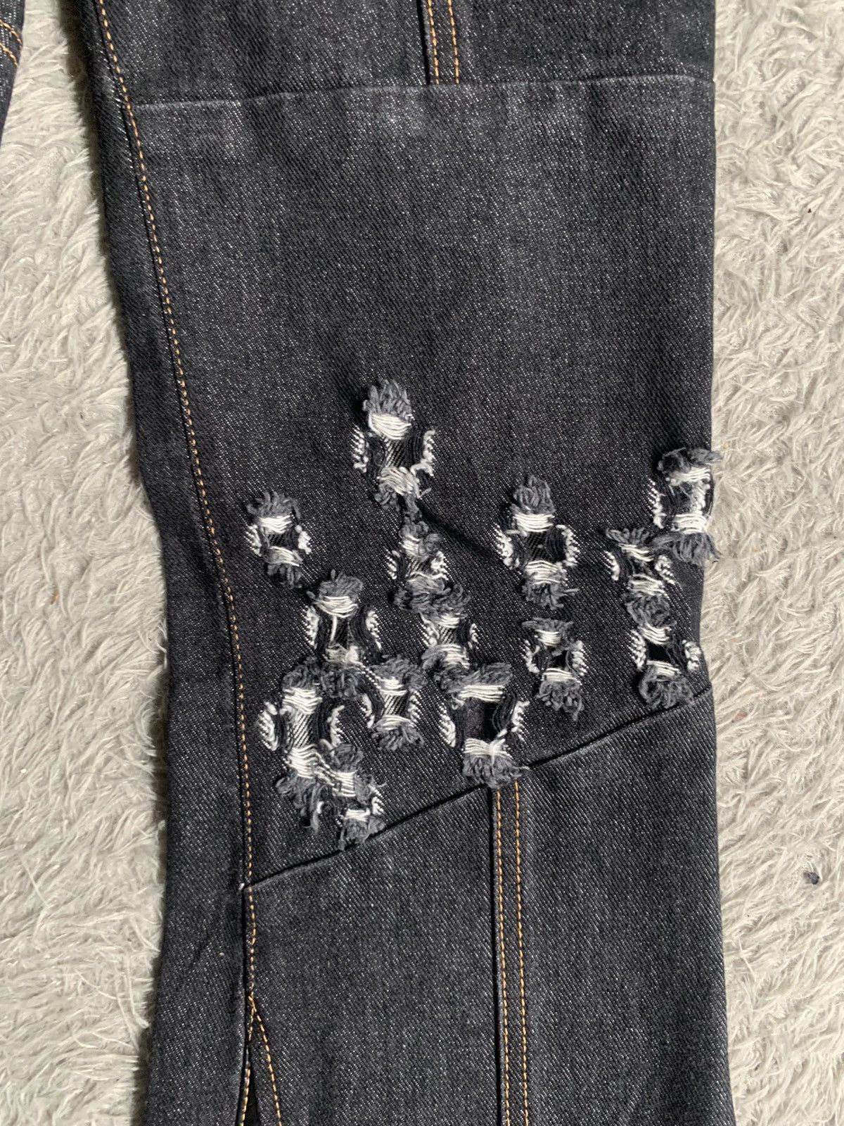 Designer × Japanese Brand × Sonia Rykiel Sonia Rykiel Hybrid Leather Distreesed Flare Denim Pant Size 27" / US 4 / IT 40 - 3 Thumbnail