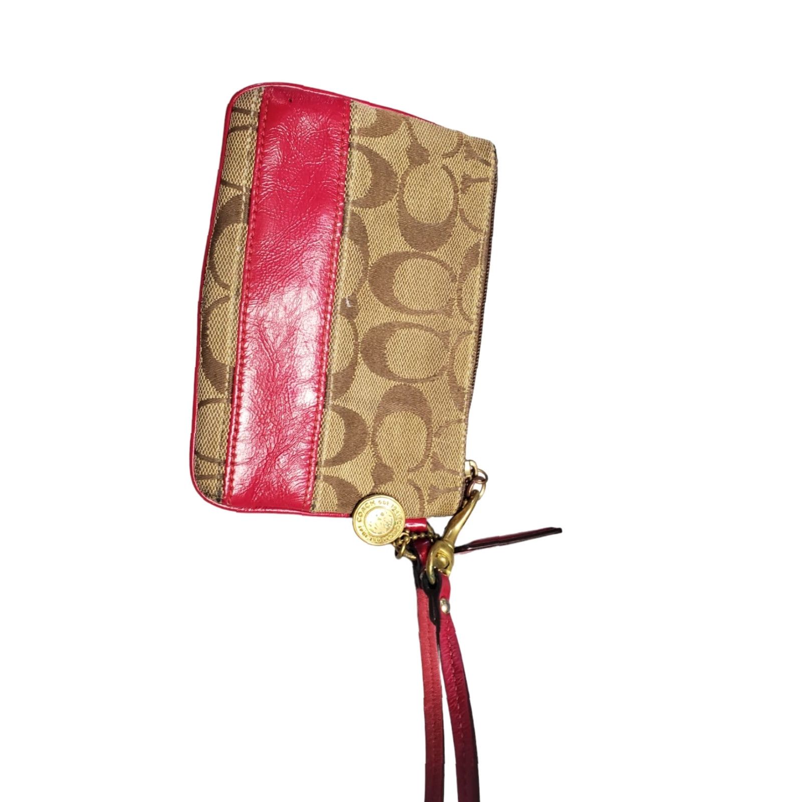 Coach CoacH Signature Tote Bag Womens Monogram Jacquard Casual Shoulder Strap with Wallet Brown Tan Pink Size ONE SIZE - 4 Thumbnail
