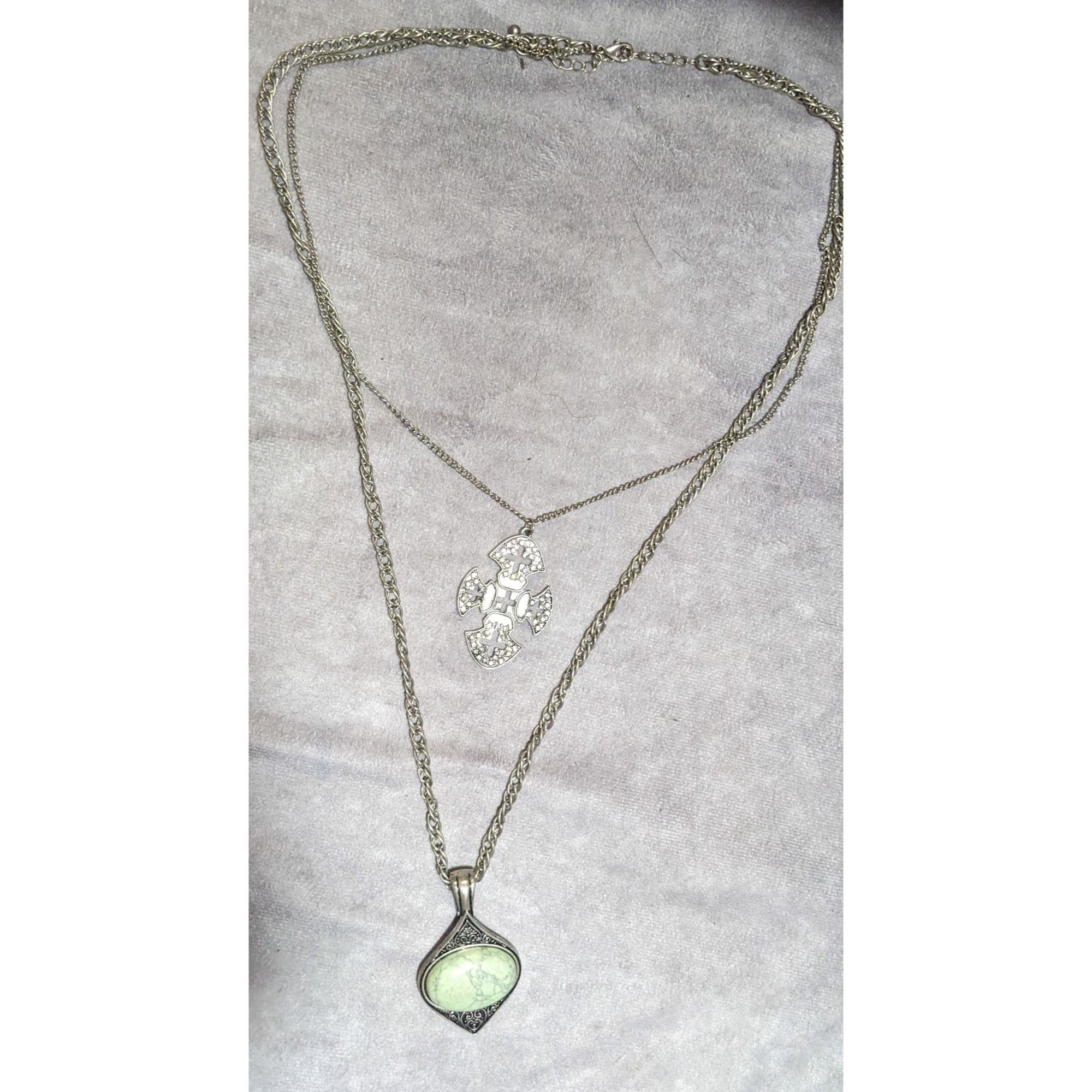 Other Whimsygoth Multilayer Double Pendant Cross And Cabochon Neck Size ONE SIZE - 9 Thumbnail