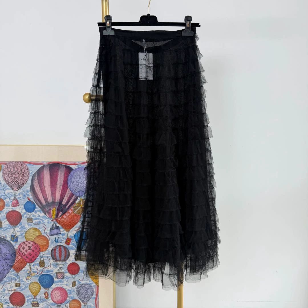 Dior Christian Dior women's Black Lace Long Skirt F36 Size 26" / US 2 / IT 38 - 2 Thumbnail