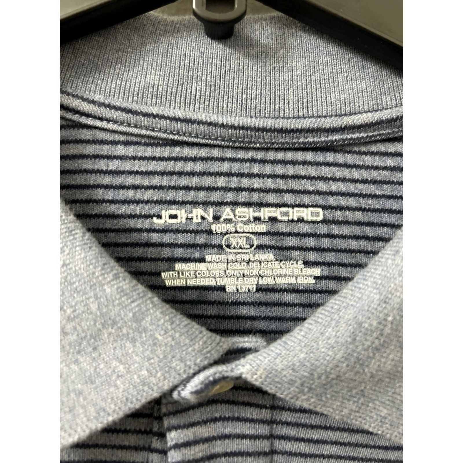 Vintage John Ashford Polo Shirt Mens XXL Blue Long Sleeve Striped Cotton NWT Size US XXL / EU 58 / 5 - 5 Thumbnail