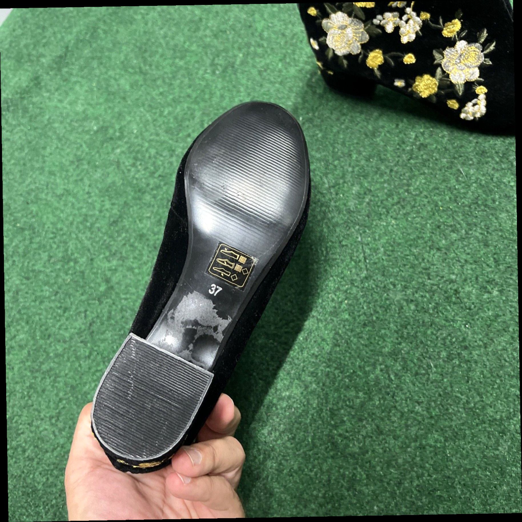Topshop TOPSHOP Blossom Black Velvet Embroidered Boots, Size 37 / Sz 6.5 Size US 6.5 / IT 36.5 - 5 Thumbnail