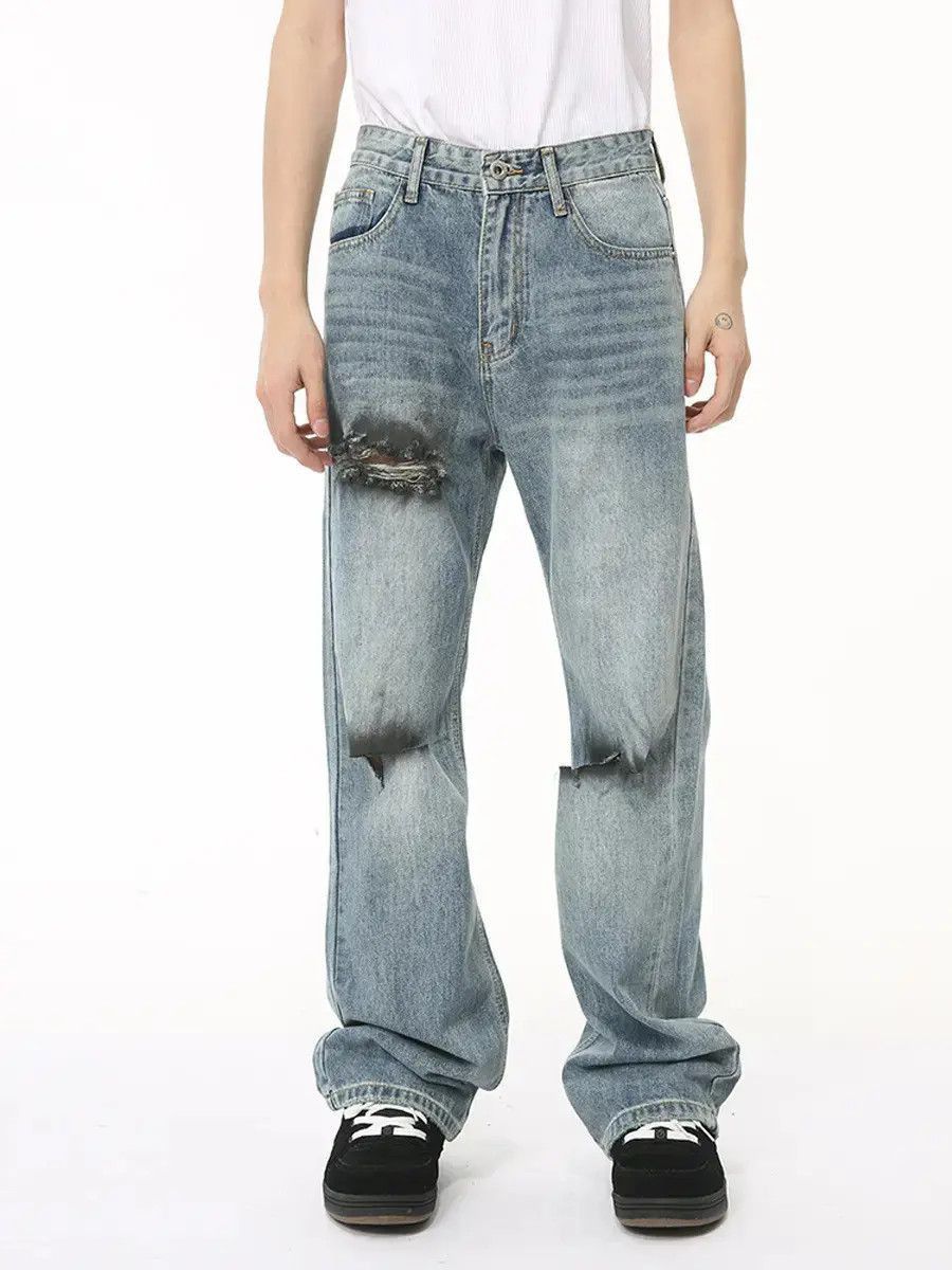 Japanese Brand Retro loose graffiti ripped jeans Size US 32 / EU 48 - 4 Thumbnail