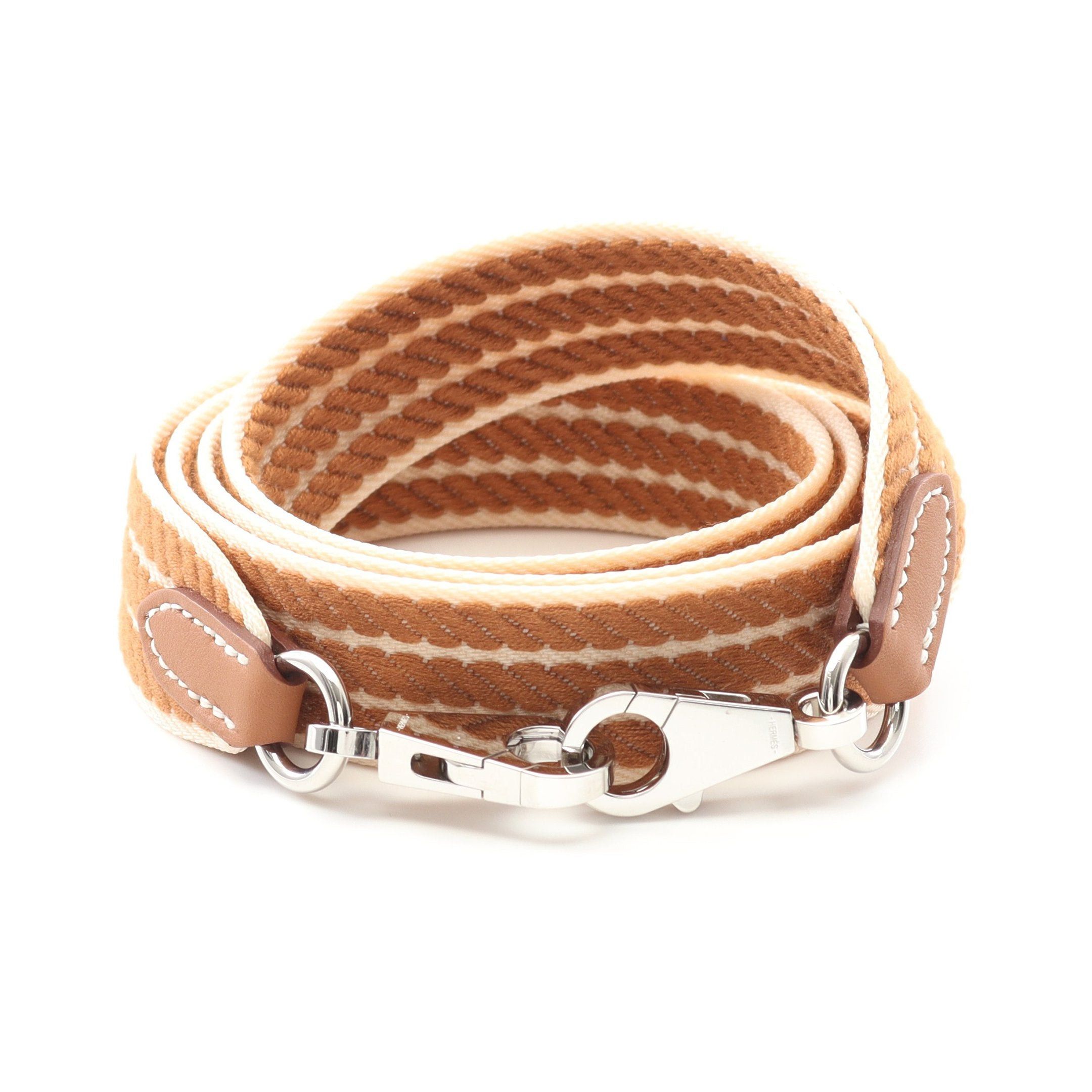 Hermes Hermes Sangle Cordage Gold Shoulder Strap Canvas Veau Swift Light Brown Beige Silver Hardware K Stamp Size ONE SIZE - 1 Thumbnail