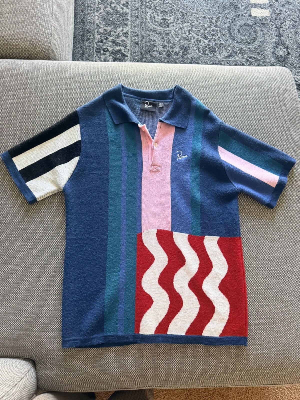 Parra Knit Wavy Polo Shirt