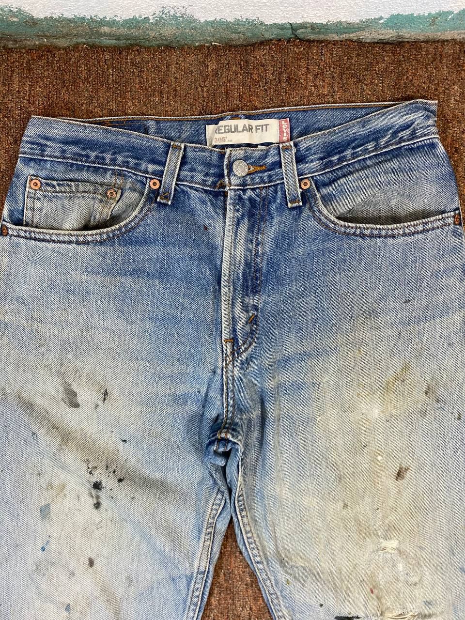 Levi's vintage levis 505 distressed denim paint splatter design Size US 33 - 7 Thumbnail