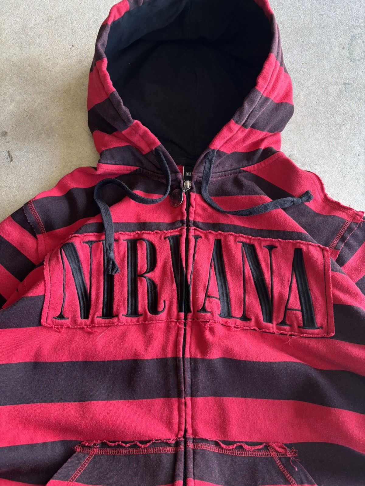 Vintage Crazy Nirvana Grunge Striped Zip Hoodie Kurt Cobain Style Size US L / EU 52-54 / 3 - 3 Thumbnail