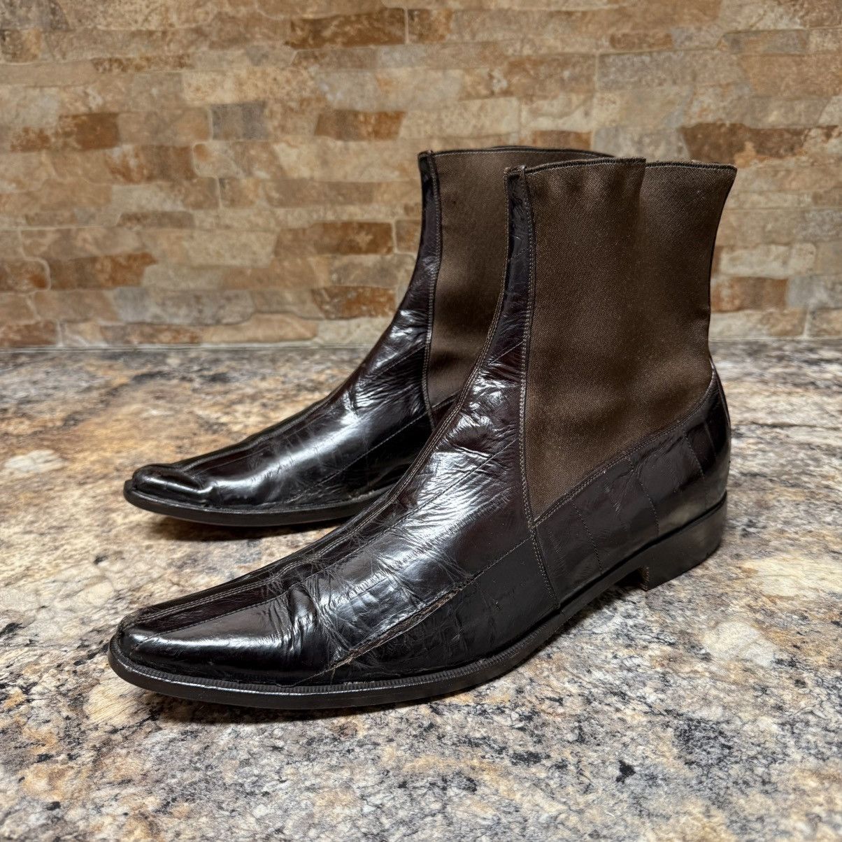Dolce & Gabbana DOLCE & GABBANA Eel Skin Chelsea Pull On Boots 8069 Sz 8 Size US 8 / EU 41 - 3 Thumbnail