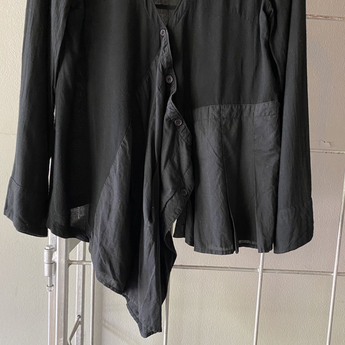 Designer × Japanese Brand SEDMIKRASKY Black Draped Asymmetric Blouse Size L / US 10 / IT 46 - 7 Thumbnail