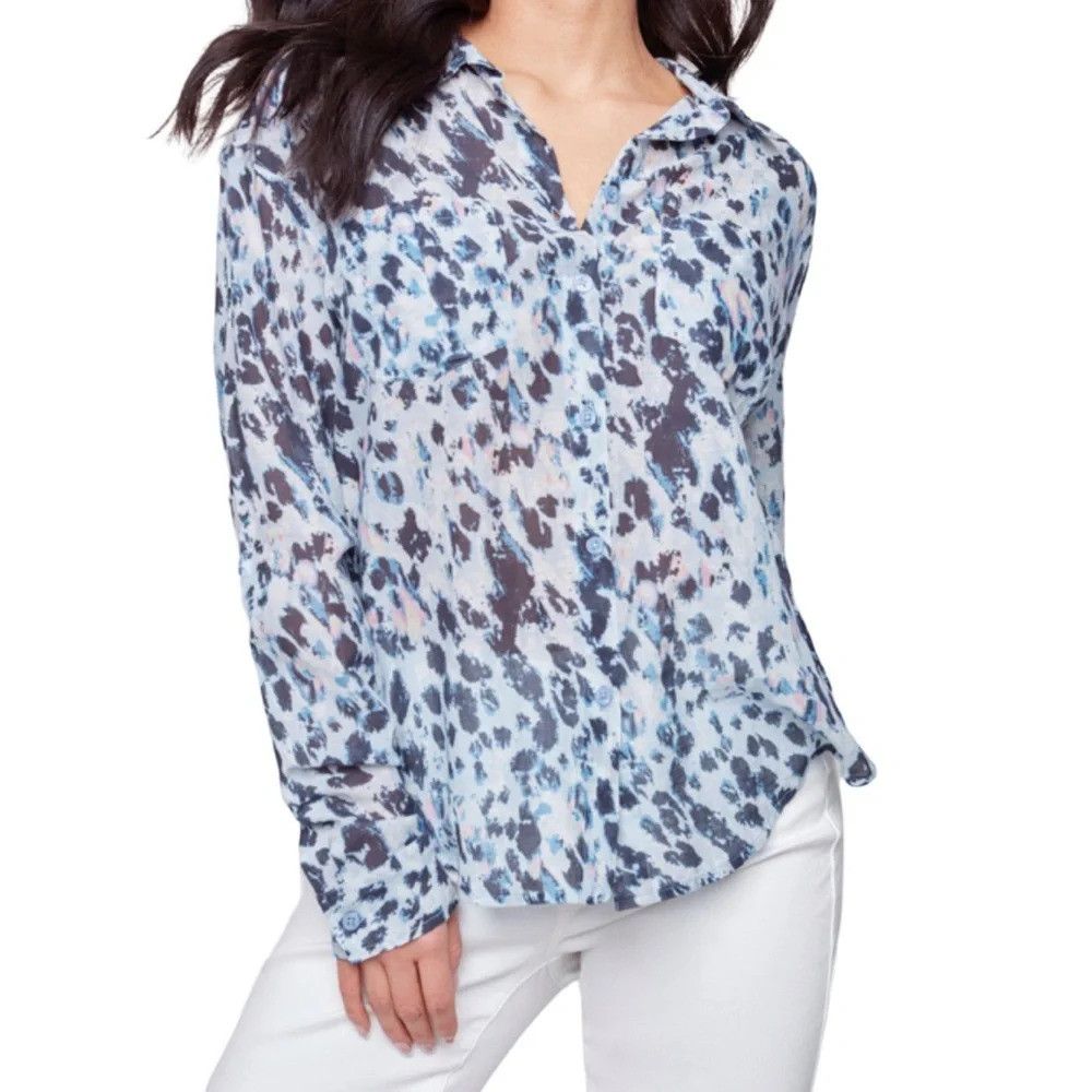 Other Charlie B Abstract Sheer Blouse NWT Size M / US 6-8 / IT 42-44 - 4 Thumbnail