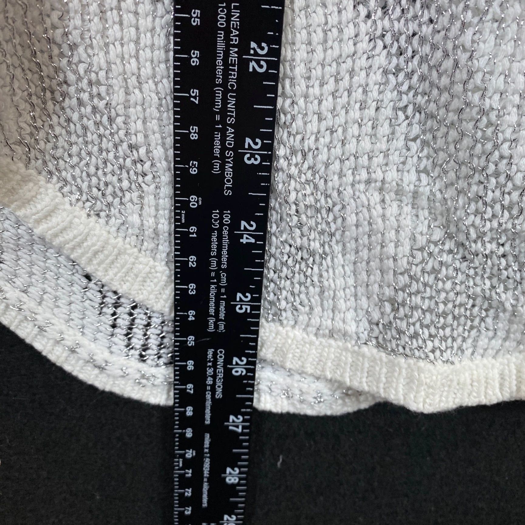 Vintage Chicos Womens Sweater White Silver Metallic Knit Open-Knit Half Sleeve Boat Neck S Women Pullover Casual Workwear Holiday 0 (S) Size S / US 4 / IT 40 - 6 Thumbnail
