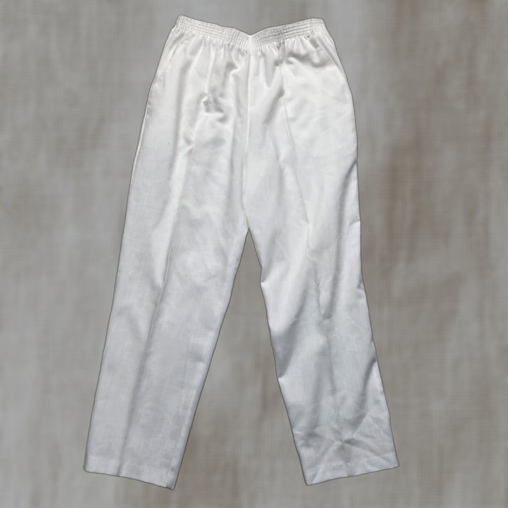 Vintage Briggs New York Pants - White Stretch Pull-On Slimming Straight Leg, Size 14, Women, 14, Mid Rise, Casual Dressy, Machine Washable Size 36" / US 14 / IT 50 - 1 Thumbnail