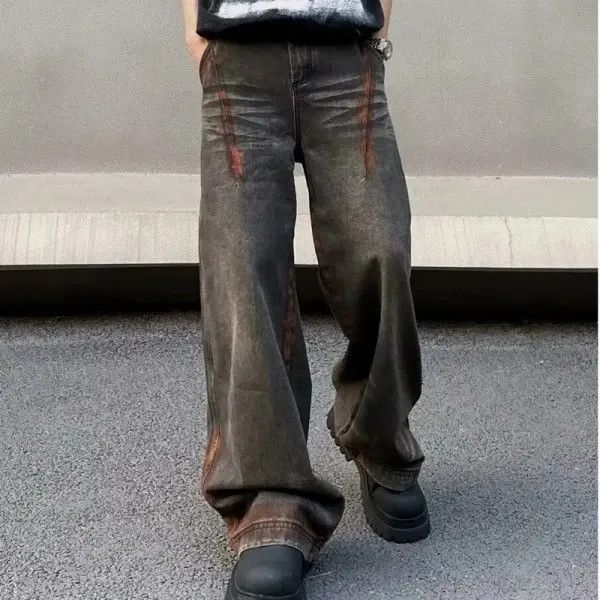 Japanese Brand Cyber Y2K Streetwear Rust Baggy New Stacked Jeans Pant Size US 33 - 6 Thumbnail