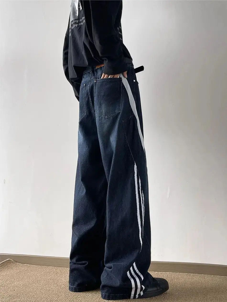 Japanese Brand Retro loose straight leg spliced jeans Size US 32 / EU 48 - 4 Thumbnail