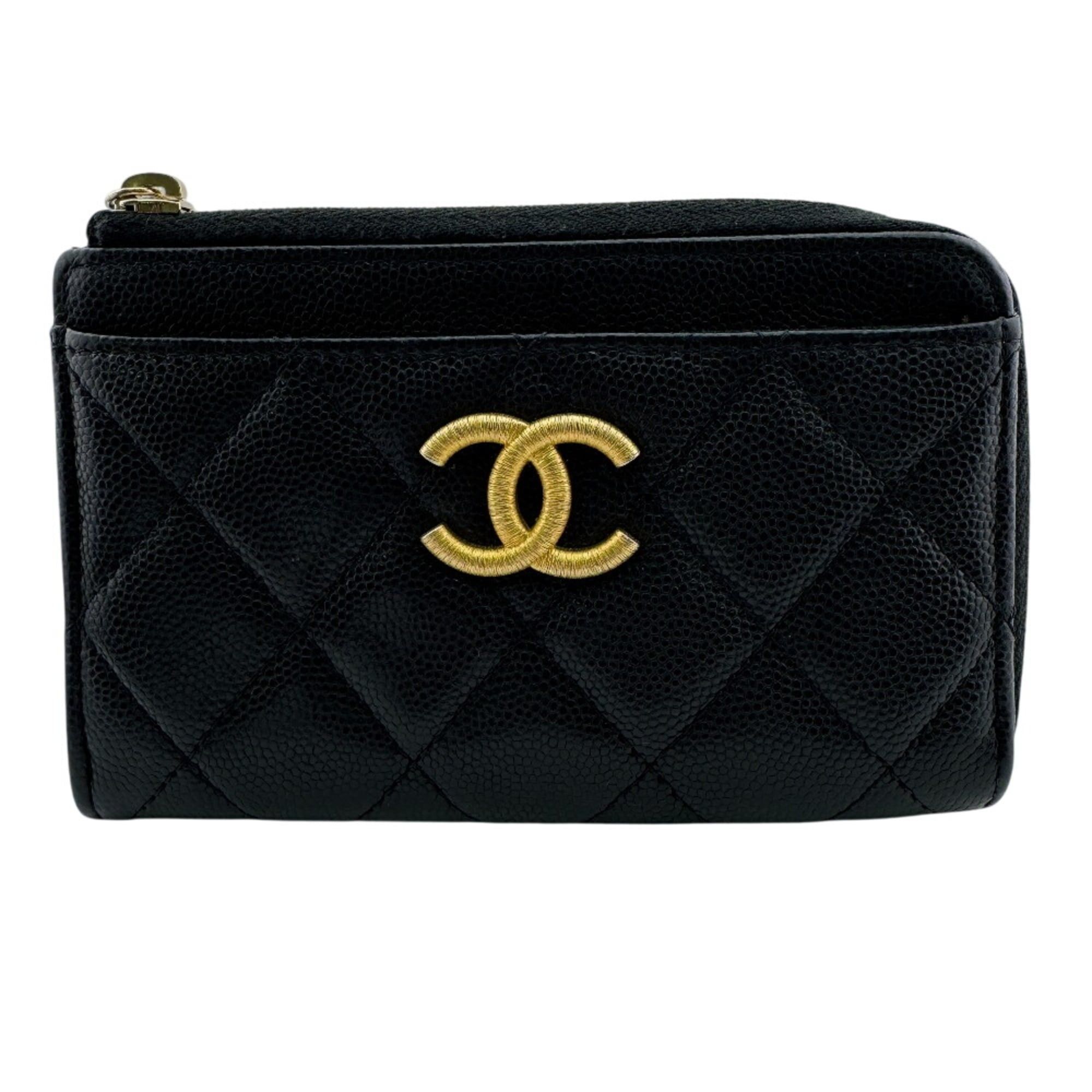 Chanel CHANEL Matelassé Caviar Skin Coin Case Wallet Black Size ONE SIZE - 1 Thumbnail
